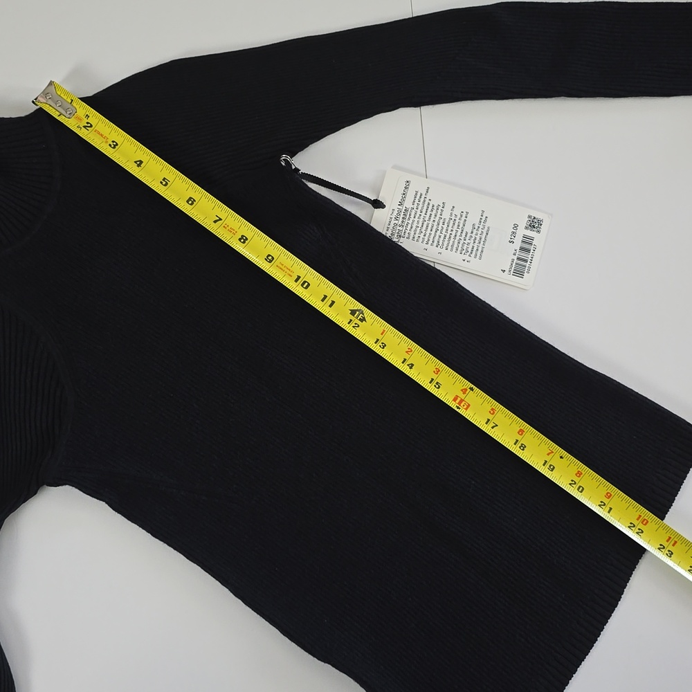 NWT Lululemon Women Black Merino Wool Mock Neck Thermo Knit Ribbed Pullover Sz 4 - Picture 12 of 14